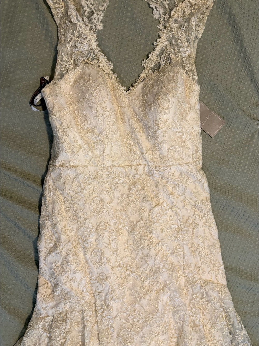 Elegant Ivory Lace V-Neck Women's Dress